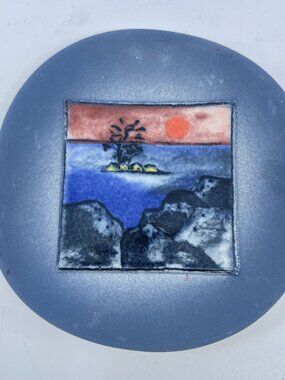 vintage arabia finland heljä liukko sundström ceramic plate with painted scene